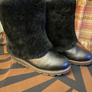 UGG MAYLIN BLACK LEATHER WOMEN BOOTS SIZE US 6  ONE DAY SALE!